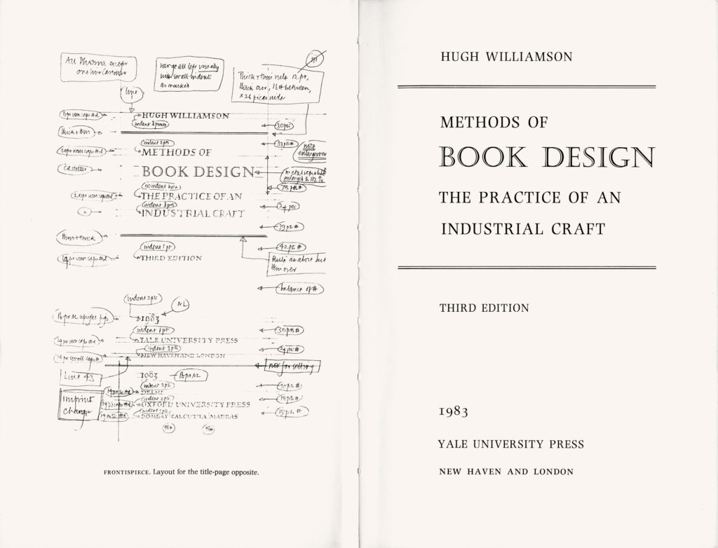 ‘Methods of Book Design’ frontispiece and title page.